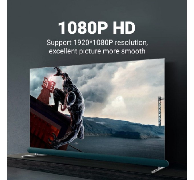 Кабель мультимедійний VGA(3+6) Male to Male Cable with ferrite cores 5M Black VENTION (DAEBJ)