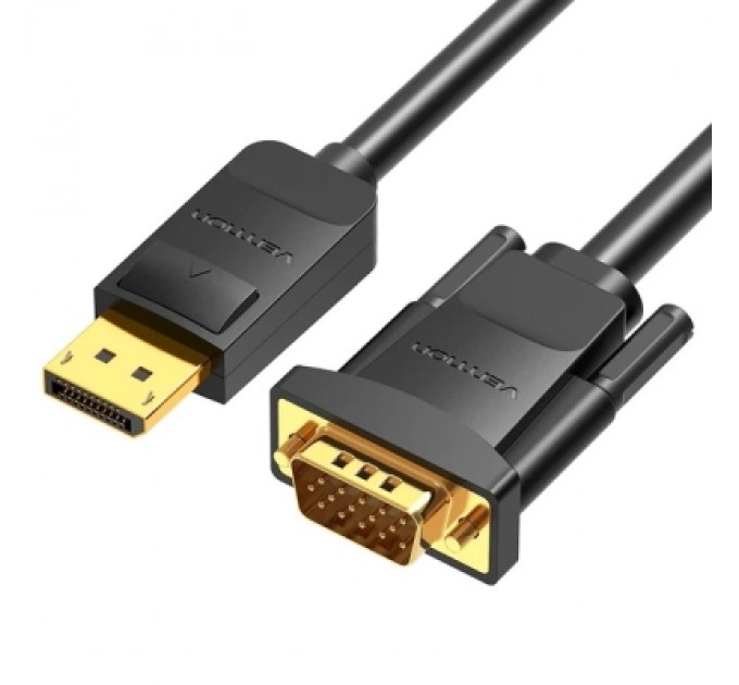 Кабель мультимедійний DP to VGA Cable 1.5M Black VENTION (HBLBG)