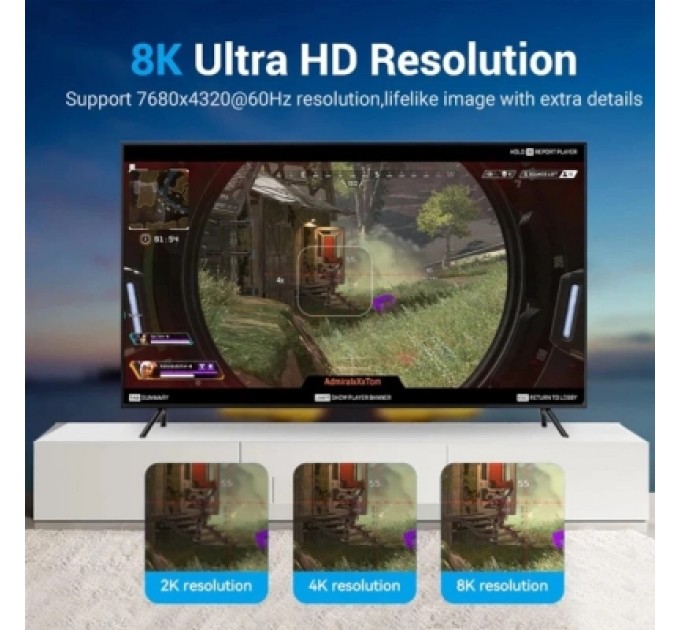 Кабель мультимедійний Cotton Braided DP Male to Male Cable 1M Black VENTION (HCCBF)