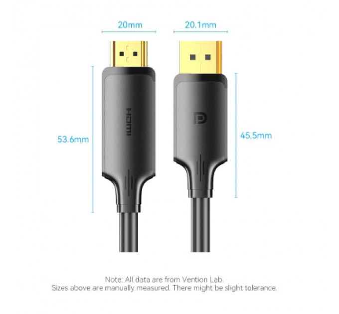 Кабель мультимедійний DisplayPort Male to HDMI-A Male 4K HD Cable 1.8M Black VENTION (HFOBAC)