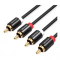 Кабель мультимедійний 2RCA Male to Male Audio Cable 1M Black Metal Type VENTION (VAB-R06-B100)