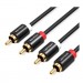 Кабель мультимедійний 2RCA Male to Male Audio Cable 1M Black Metal Type VENTION (VAB-R06-B100)