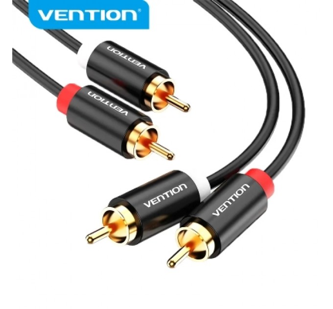 Кабель мультимедійний 2RCA Male to Male Audio Cable 1M Black Metal Type VENTION (VAB-R06-B100)