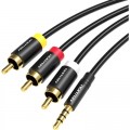 Кабель мультимедійний 3.5mm to 3RCA AV Cable 1.5M Black Metal Type VENTION (VAB-R07-B150)