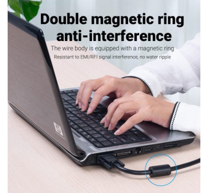 Кабель мультимедійний VGA(3+6) Male to Male Cable with ferrite cores 10M Black VENTION (DAEBL)