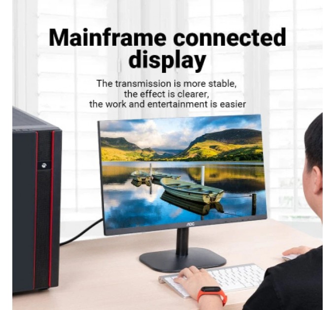 Кабель мультимедійний VGA(3+6) Male to Male Cable with ferrite cores 10M Black VENTION (DAEBL)