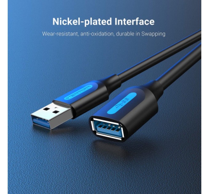 Дата кабель USB 3.0 A Male to A Female Extension Cable 0.5M black PVC Type VENTION (CBHBD)