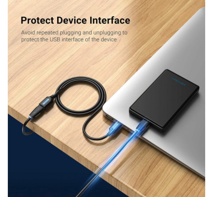 Дата кабель USB 3.0 A Male to A Female Extension Cable 0.5M black PVC Type VENTION (CBHBD)