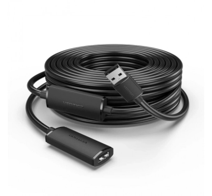 Дата кабель USB 2.0 Type-A Male to Type-A Female Active Extension Cable 20M Black VENTION (CBKBQ)