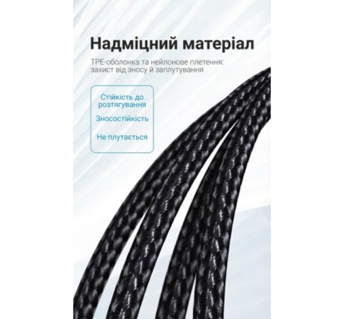 Дата кабель Cotton Braided USB 2.0 A Male to C Male 3A Cable Purple 1.5M Aluminum Alloy Type VENTION (CODVG)