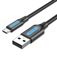 Дата кабель USB 2.0 A Male to Micro-B Male 3A Cable 1M Black VENTION (COLBF)