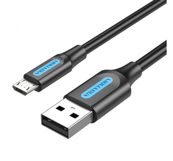 Дата кабель USB 2.0 A Male to Micro-B Male 3A Cable 1M Black VENTION (COLBF)