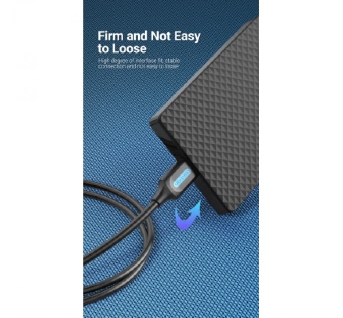 Дата кабель USB 2.0 A Male to Mini-B Male Cable 2M Black PVC Type VENTION (COMBH)