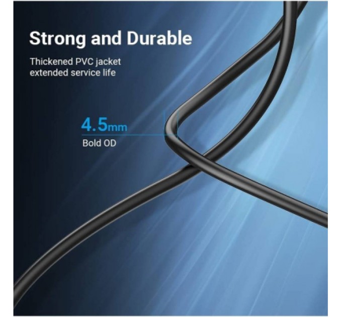 Дата кабель USB 2.0 A Male to B Male Cable 5M Black PVC Type VENTION (COQBJ)