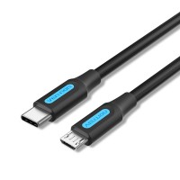 Дата кабель USB 2.0 C Male to Micro-B Male 2A Cable 1M Black VENTION (COVBF)
