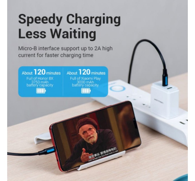 Дата кабель USB 2.0 C Male to Micro-B Male 2A Cable 1M Black VENTION (COVBF)