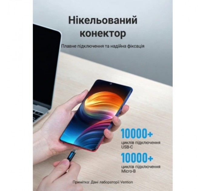 Дата кабель USB 2.0 C Male to Micro-B Male 2A Cable 1.5M Black VENTION (COVBG)