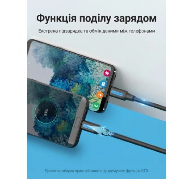 Дата кабель USB 2.0 C Male to Micro-B Male 2A Cable 1.5M Black VENTION (COVBG)