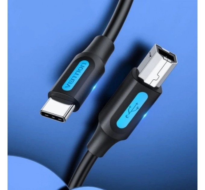 Дата кабель USB 2.0 C Male to B Male 2A Cable 1.5M Black VENTION (CQUBG)