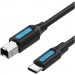 Дата кабель USB 2.0 C Male to B Male 2A Cable 1.5M Black VENTION (CQUBG)