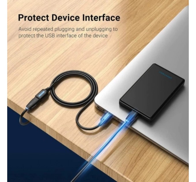 Дата кабель USB 2.0 A Male to C Male 3A Cable 2M Black VENTION (CTHBH)