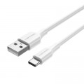 Дата кабель USB 2.0 A Male to C Male 3A Cable 1M White VENTION (CTHWF)