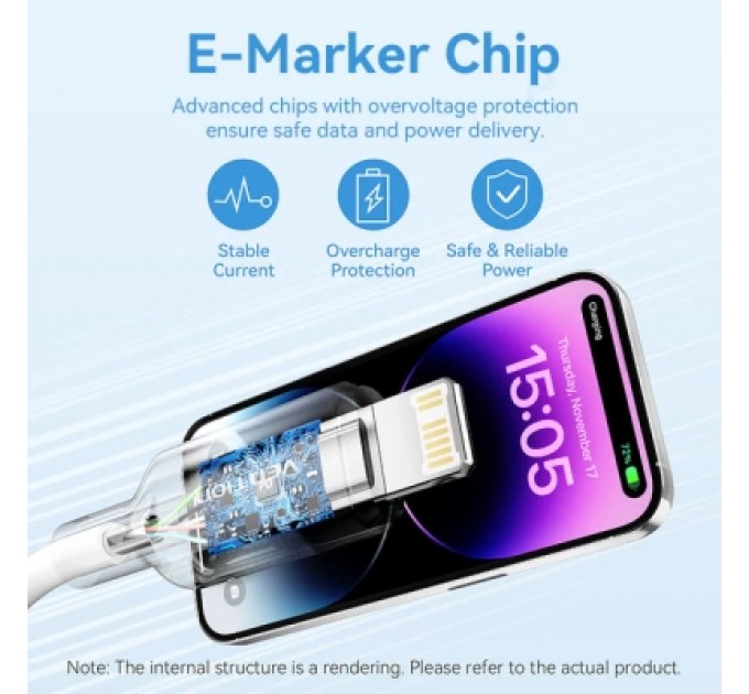 Дата кабель USB 2.0 Type-A Male to Lightning Male 2.4A Cable 1M Black PVC Type VENTION (LAMBF)