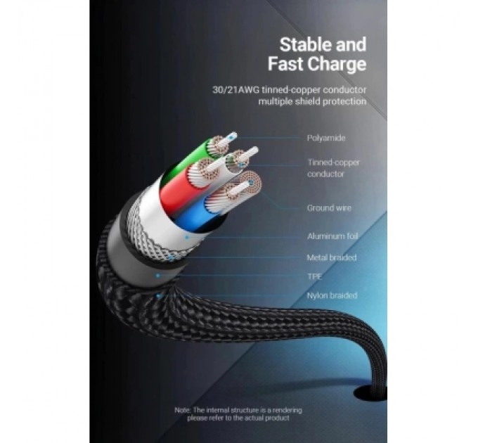 Дата кабель USB 2.0 C Male to C Male 5A Cable 1M Gray Aluminum Alloy Type VENTION (TAEHF)