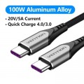 Дата кабель USB 2.0 C Male to C Male 5A Cable 1M Gray Aluminum Alloy Type VENTION (TAEHF)