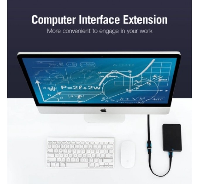 Дата кабель Flat USB3.0 Extension Cable 2M Black VENTION (VAS-A13-B200)