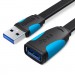 Дата кабель Flat USB3.0 Extension Cable 2M Black VENTION (VAS-A13-B200)