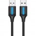 Дата кабель USB 2.0 A Male to A Male Cable 1M Black PVC Type VENTION (COJBF)