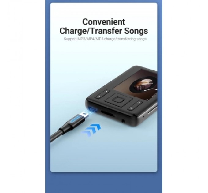 Дата кабель USB 2.0 A Male to Mini-B Male Cable 1M Black PVC Type VENTION (COMBF)