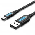 Дата кабель USB 2.0 A Male to Mini-B Male Cable 1M Black PVC Type VENTION (COMBF)