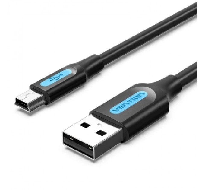 Дата кабель USB 2.0 A Male to Mini-B Male Cable 1M Black PVC Type VENTION (COMBF)