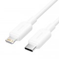 Дата кабель USB 2.0 Type-C Male to Lightning Male 3A Cable 1M White PVC Type VENTION (LAKWF)