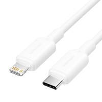 Дата кабель USB 2.0 Type-C Male to Lightning Male 3A Cable 1M White PVC Type VENTION (LAKWF)