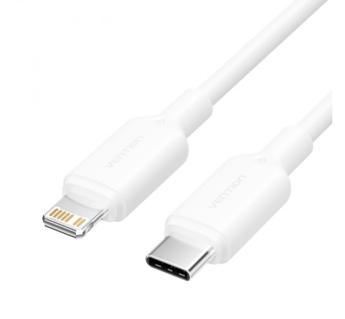 Дата кабель USB 2.0 Type-C Male to Lightning Male 3A Cable 1M White PVC Type VENTION (LAKWF)