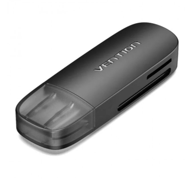 Зчитувач флеш-карт 2-in-1 USB 3.0 A Card Reader(SD+TF) Black Dual Drive Letter VENTION (CLGB0)