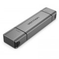 Зчитувач флеш-карт 2-in-1 USB 3.0 A+C Card Reader(SD+TF) Gray Dual Drive Letter Aluminum Alloy Type VENTION (CLLH0)