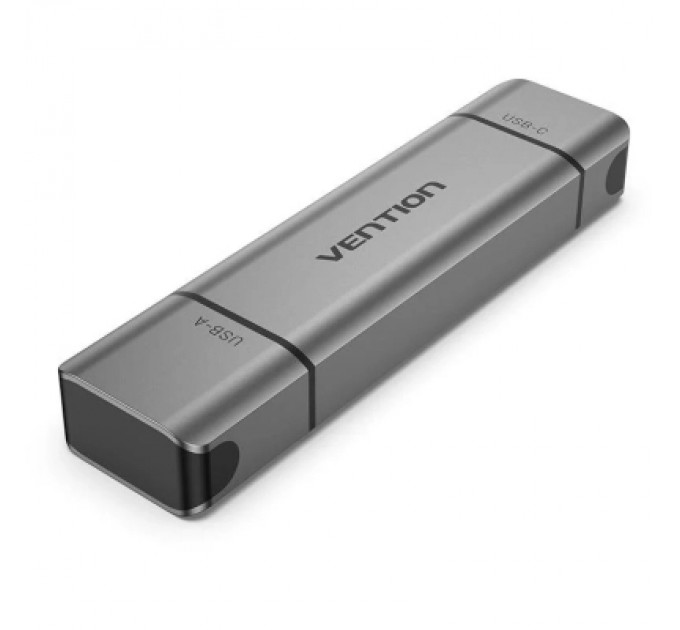 Зчитувач флеш-карт 2-in-1 USB 3.0 A+C Card Reader(SD+TF) Gray Dual Drive Letter Aluminum Alloy Type VENTION (CLLH0)