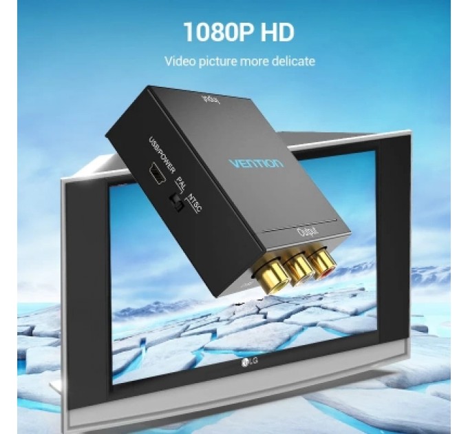 Конвертор HDMI to RCA Converter Black Metal Type VENTION (AEEB0)