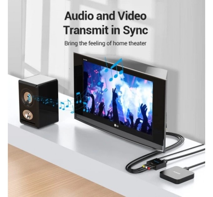 Конвертор HDMI to RCA Converter Black Metal Type VENTION (AEEB0)