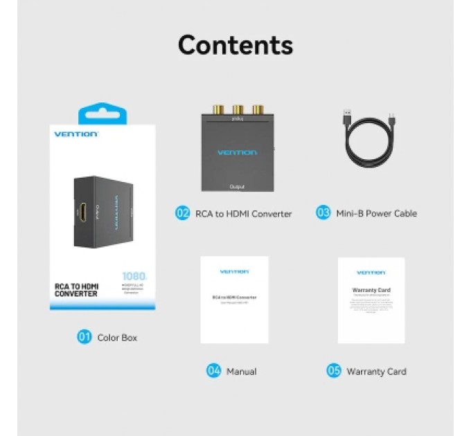Конвертор RCA to HDMI Converter Black Metal Type VENTION (AEFB0)