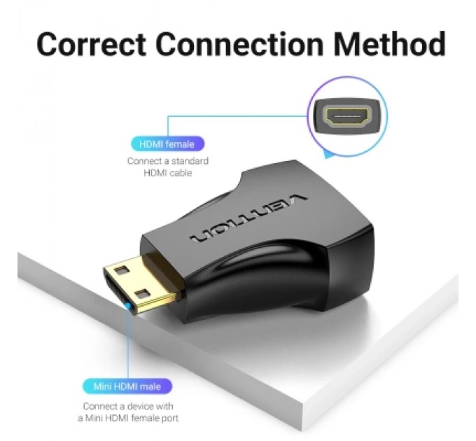 Перехідник Mini HDMI Male to HDMI Female Adapter Black VENTION (AISB0)