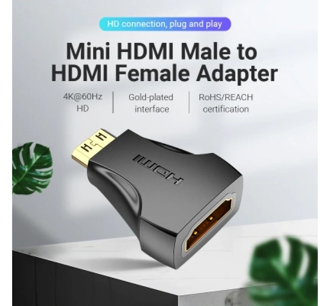 Перехідник Mini HDMI Male to HDMI Female Adapter Black VENTION (AISB0)
