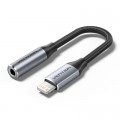 Перехідник Cotton Braided Lightning Male to 3.5MM Earphone Jack Adapter 0.1M Gray Aluminum Alloy Type VENTION (BMBHA)