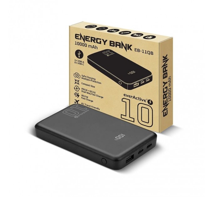 Універсальна мобільна батарея everActive EB-11QB 10000mAh Black