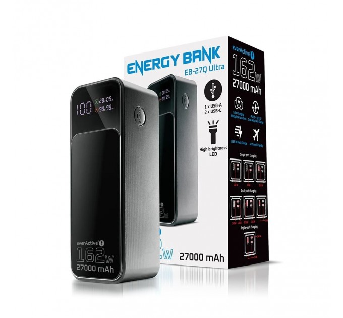 Універсальна мобільна батарея everActive EB-27Q Ultra 27000mAh Black