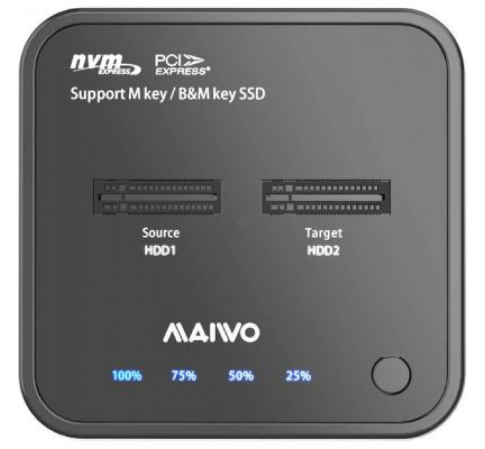 Док-станція для накопичувачів Maiwo 2*NVMe M.2 SSD Key M/B+M USB 3.1 Gen2 Type-C (K3016P)